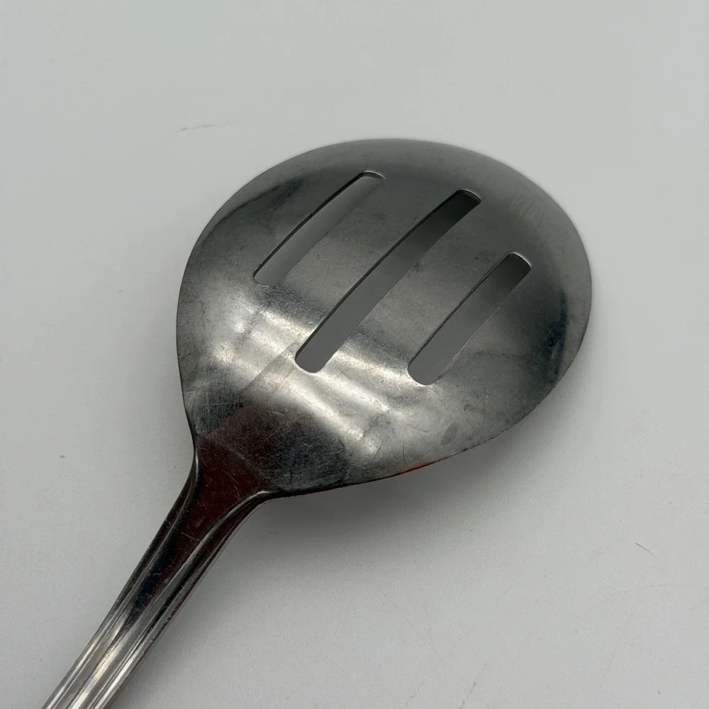 Stainless Steel Deluxe Slotted Serving Spoon Floral Rose Scroll Silverware